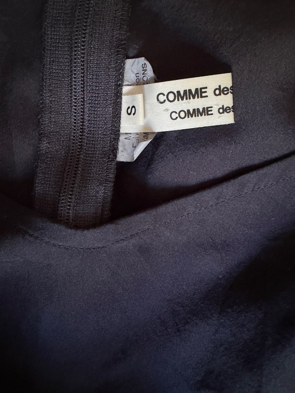 Comme des Garcons Navy Silk High-Low Sleeveless Dress with Bow - Picture 4 of 6